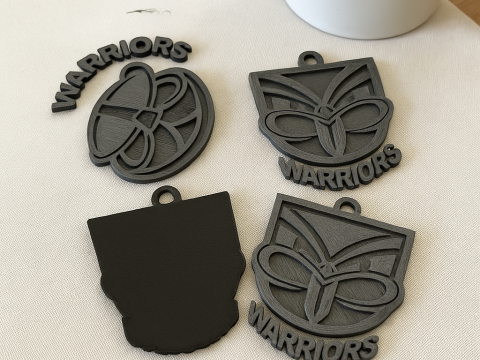 NRL New Zealand Warriors keychain badge color printable and renderable 3D Druckmodell