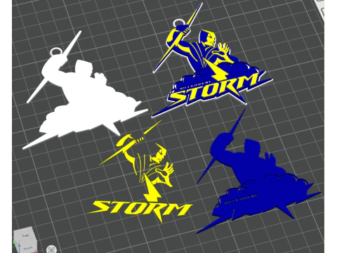 NRL Melbourne Storm keychain badge color printable and renderable 3D Print Model