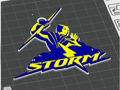 NRL Melbourne Storm keychain badge color printable and renderable 3D Print Model