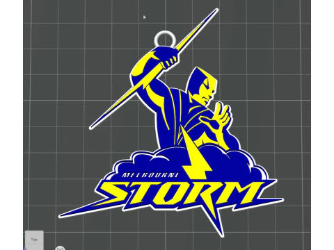 NRL Melbourne Storm keychain badge color printable and renderable 3D Print Model