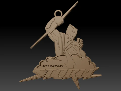 NRL Melbourne Storm keychain badge color printable and renderable 3D Print Model