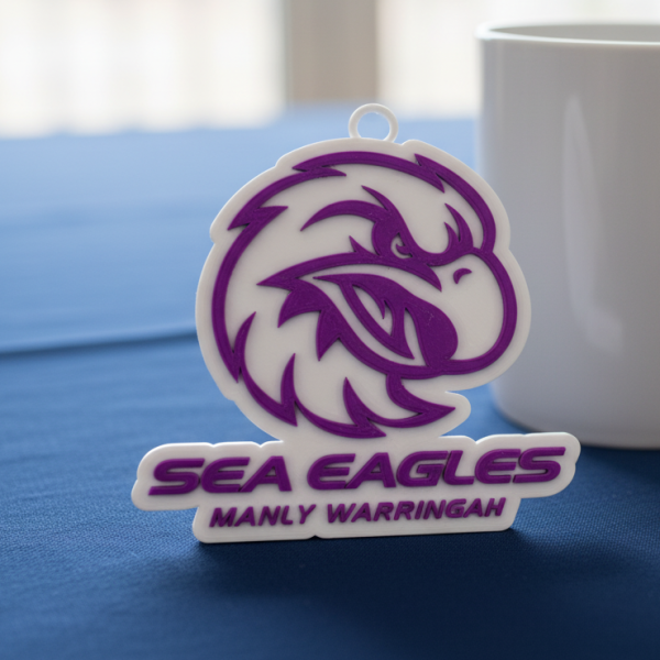 NRL Manly Warringah Sea Eagles keychain badge color printable and renderable 3D Print Model .c4d .max .obj .3ds .fbx .stl .blend 