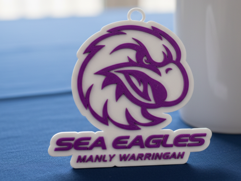 NRL Manly Warringah Sea Eagles keychain badge color printable and renderable 3D Принт Модель