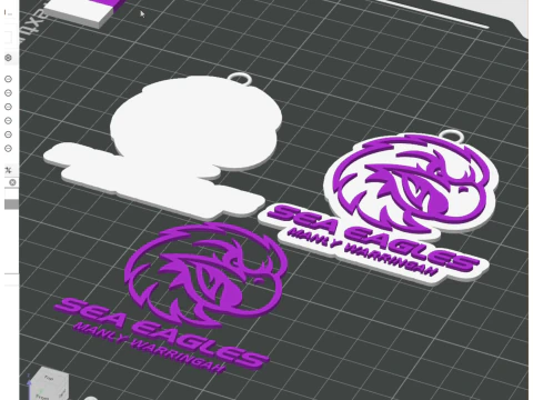 NRL Manly Warringah Sea Eagles keychain badge color printable and renderable 3D Print Model