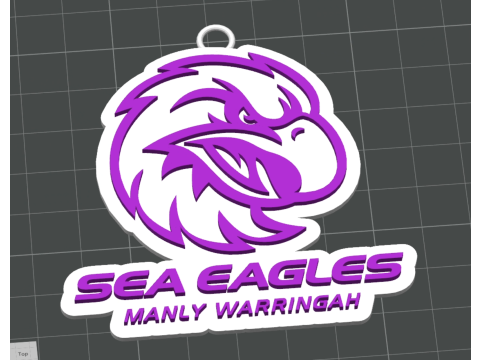 NRL Manly Warringah Sea Eagles keychain badge color printable and renderable 3D Print Model