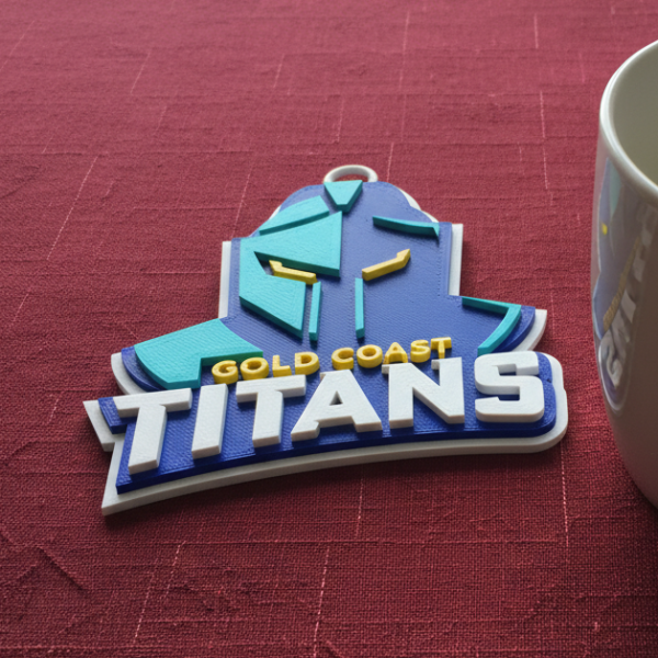 NRL Gold Coast Titans keychain badge color printable and renderable 3D 打印模型 .c4d .max .obj .3ds .fbx .stl .blend 