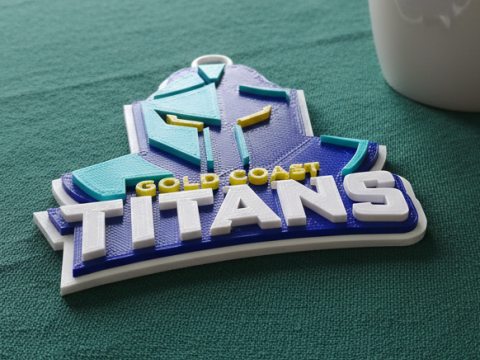 NRL Gold Coast Titans keychain badge color printable and renderable 3D 打印模型
