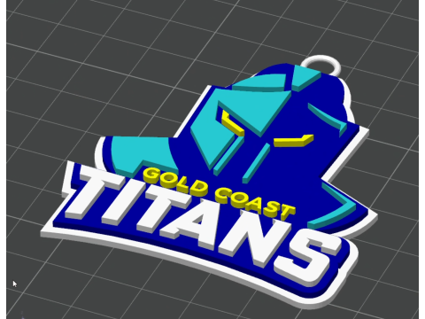 NRL Gold Coast Titans keychain badge color printable and renderable 3D 打印模型