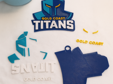 NRL Gold Coast Titans keychain badge color printable and renderable 3D 打印模型