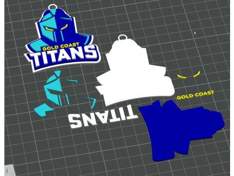 NRL Gold Coast Titans keychain badge color printable and renderable 3D 打印模型
