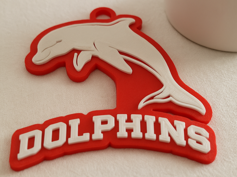NRL Dolphins keychain badge color printable and renderable 3D Принт Модель