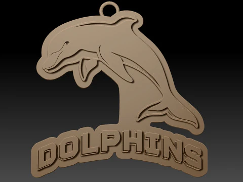 NRL Dolphins keychain badge color printable and renderable 3D Print Model
