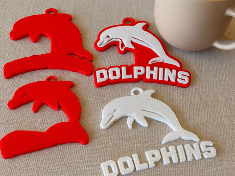 NRL Dolphins keychain badge color printable and renderable Modèles 3D en vedette