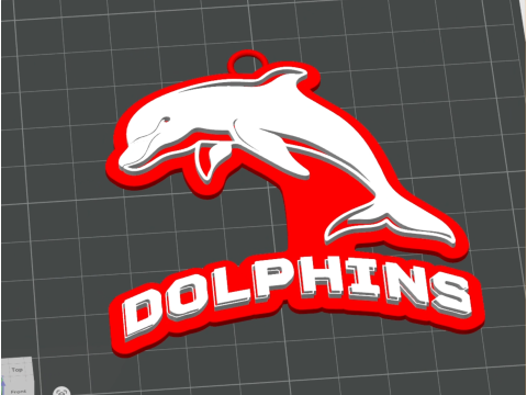 NRL Dolphins keychain badge color printable and renderable Modèles 3D en vedette