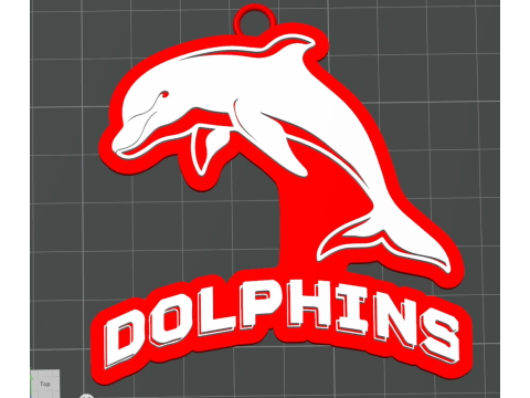 NRL Dolphins keychain badge color printable and renderable Modèles 3D en vedette