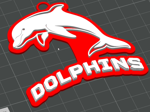 NRL Dolphins keychain badge color printable and renderable Modèles 3D en vedette