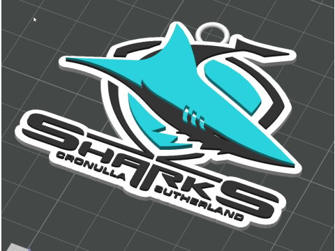NRL Cronulla Sutherland Sharks keychain badge color printable and renderable 3D प्रिंट मॉडल