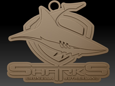 NRL Cronulla Sutherland Sharks keychain badge color printable and renderable 3D प्रिंट मॉडल