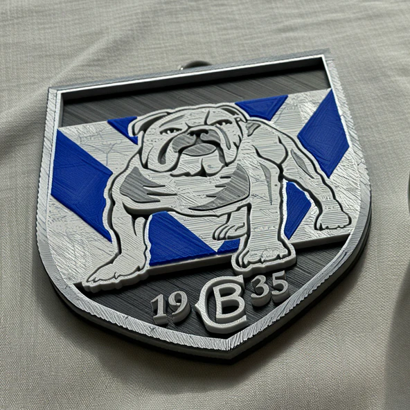 NRL Canterbury Bankstown Bulldogs keychain badge color printable and renderable 3D Print Model .c4d .max .obj .3ds .fbx .stl .blend 