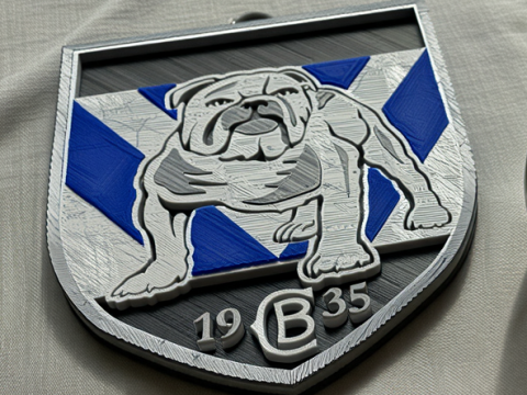 NRL Canterbury Bankstown Bulldogs keychain badge color printable and renderable 3Dプリントモデル