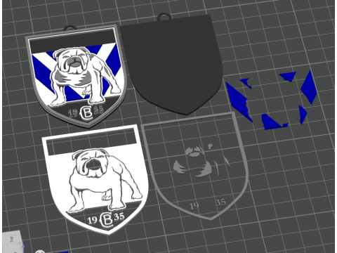 NRL Canterbury Bankstown Bulldogs keychain badge color printable and renderable 3D Druckmodell