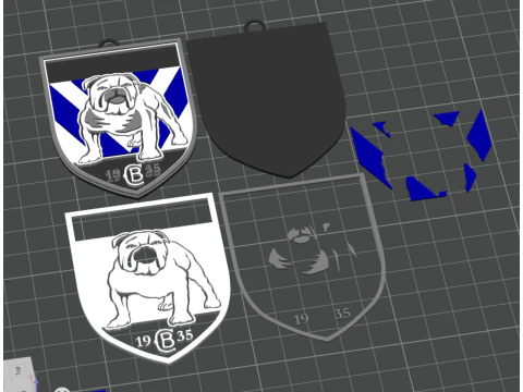 NRL Canterbury Bankstown Bulldogs keychain badge color printable and renderable 3D Print Model