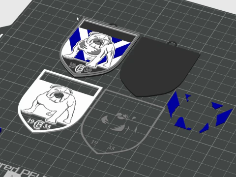 NRL Canterbury Bankstown Bulldogs keychain badge color printable and renderable 3D Print Model