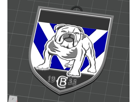 NRL Canterbury Bankstown Bulldogs keychain badge color printable and renderable 3D Print Model