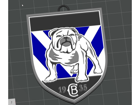 NRL Canterbury Bankstown Bulldogs keychain badge color printable and renderable 3D Druckmodell