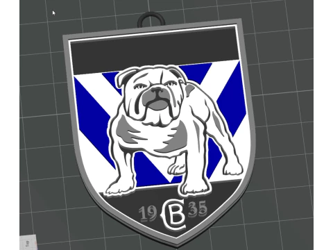 NRL Canterbury Bankstown Bulldogs keychain badge color printable and renderable 3D Print Model