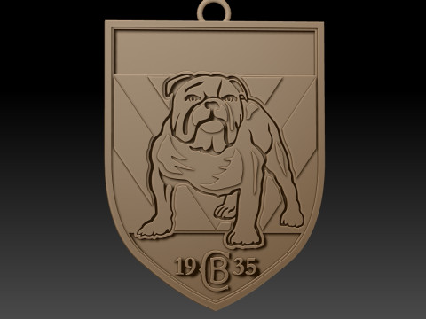 NRL Canterbury Bankstown Bulldogs keychain badge color printable and renderable 3D Druckmodell