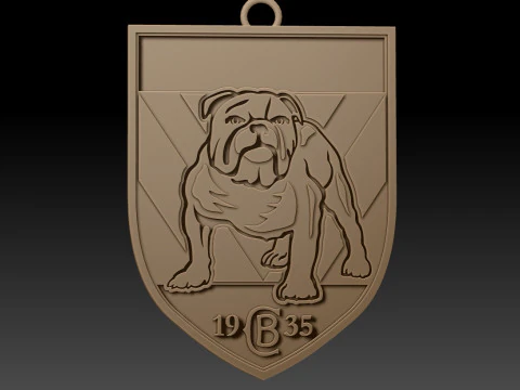 NRL Canterbury Bankstown Bulldogs keychain badge color printable and renderable 3D Print Model