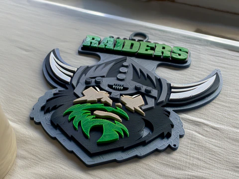 NRL Canberra Raiders keychain badge color printable and renderable 3D Print Model