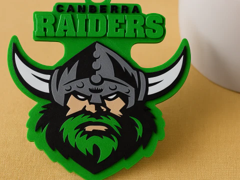 NRL Canberra Raiders keychain badge color printable and renderable 3D Print Model