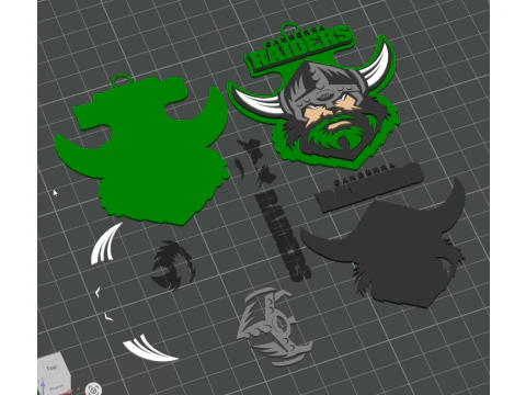 NRL Canberra Raiders keychain badge color printable and renderable 3D Print Model