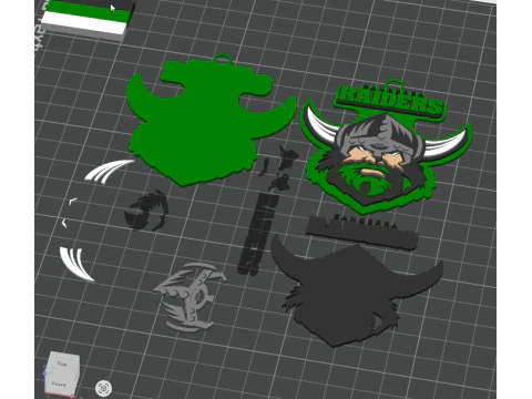 NRL Canberra Raiders keychain badge color printable and renderable 3D Print Model