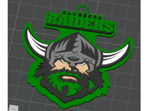 NRL Canberra Raiders keychain badge color printable and renderable 3D Print Model