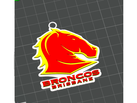 NRL Brisbane Broncos keychain badge color printable and renderable 3D Druckmodell