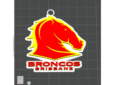 NRL Brisbane Broncos keychain badge color printable and renderable 3D Druckmodell