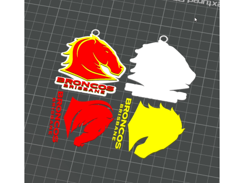 NRL Brisbane Broncos keychain badge color printable and renderable 3D Druckmodell