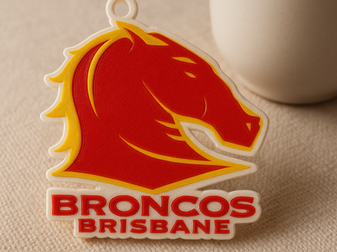 NRL Brisbane Broncos keychain badge color printable and renderable 3D Druckmodell