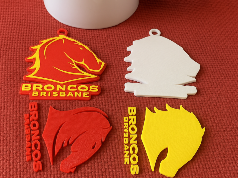 NRL Brisbane Broncos keychain badge color printable and renderable 3D Druckmodell