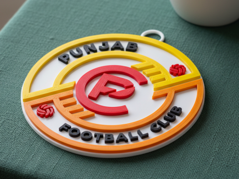 ISL Punjab FC keychain badge color printable and renderable Model Cetak 3D