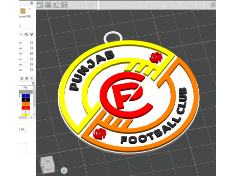 ISL Punjab FC keychain badge color printable and renderable Modelo de Impressão 3D