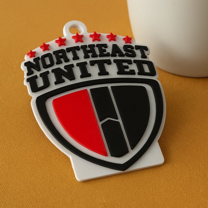 ISL NorthEast United FC keychain badge color printable and renderable 3D Print Model .c4d .max .obj .3ds .fbx .stl .blend