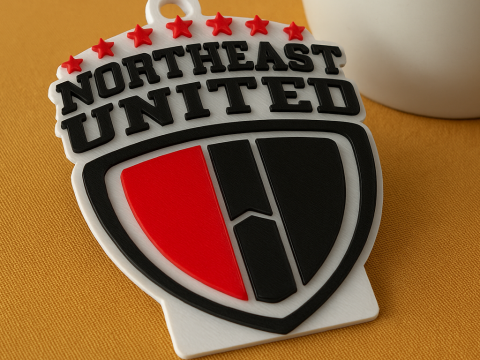 ISL NorthEast United FC keychain badge color printable and renderable Model Cetak 3D