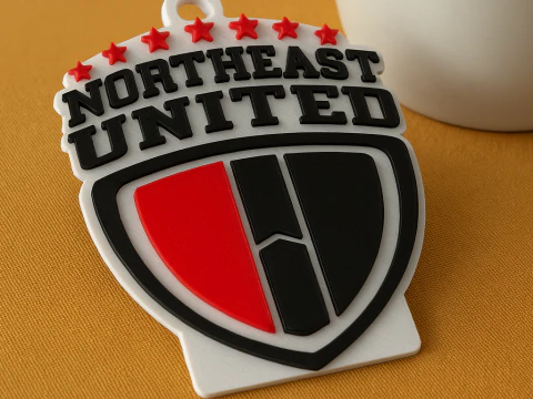ISL NorthEast United FC keychain badge color printable and renderable 3D Print Model