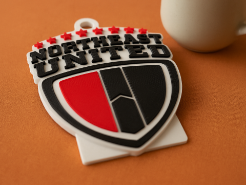 ISL NorthEast United FC keychain badge color printable and renderable 3D Print Model