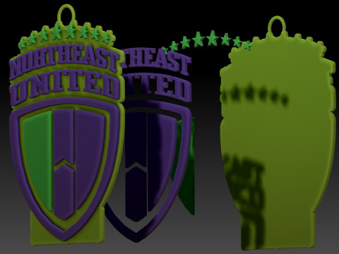 ISL NorthEast United FC keychain badge color printable and renderable 3D Print Model