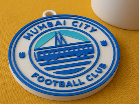 ISL Mumbai City FC keychain badge color printable and renderable Model Cetak 3D